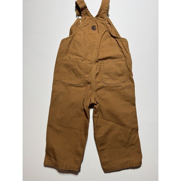 Carhartt Baby Boys Overalls 18M Brown Duck Canvas Bibs Snap Legs OX8609-B - Picture 3 of 7